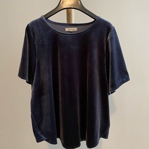 Madewell velvet flutter sleeve blue-gray top